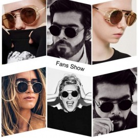 Goggle Steampunk Style Round Vintage Polarized Sunglasses Retro Eyewear UV400 Protection Matel Frame - Black Red - CF198DYGGG...