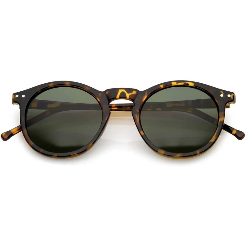 Oval Vintage Retro Horn Rimmed Round Circle Sunglasses with P3 Keyhole Bridge - Tortoise / Green - CU11C2N9G5F $19.56
