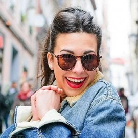 Oval Vintage Retro Horn Rimmed Round Circle Sunglasses with P3 Keyhole Bridge - Tortoise / Green - CU11C2N9G5F $19.56