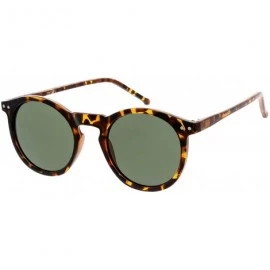 Oval Vintage Retro Horn Rimmed Round Circle Sunglasses with P3 Keyhole Bridge - Tortoise / Green - CU11C2N9G5F $19.56