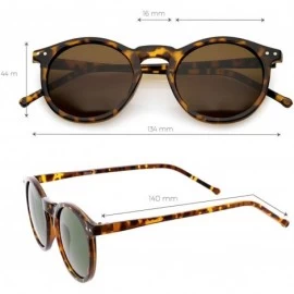 Oval Vintage Retro Horn Rimmed Round Circle Sunglasses with P3 Keyhole Bridge - Tortoise / Green - CU11C2N9G5F $19.56