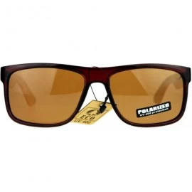 Rectangular Real Bamboo Temple Polarized Sunglasses Classic Square Rectangle Frame - Brown (Brown) - CH189LKZT25 $24.54