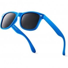 Rectangular Classic Polarized Sunglasses - Matte Royal Blue - Smoke - C9124WSYVZR $12.19