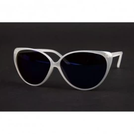 Cat Eye Women Retro Cat Eye Oversized Sunglasses P3028 - Clear-bluemirror - CA11OWKXTN1 $18.71