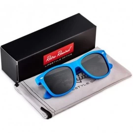 Rectangular Classic Polarized Sunglasses - Matte Royal Blue - Smoke - C9124WSYVZR $21.70