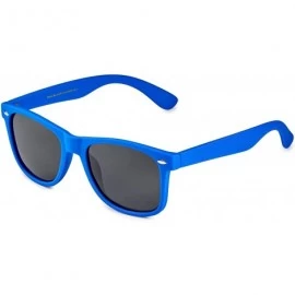 Rectangular Classic Polarized Sunglasses - Matte Royal Blue - Smoke - C9124WSYVZR $21.70