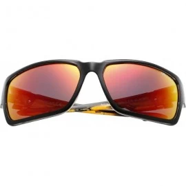 Sport Hauler Polarized Wrap Sunglasses - Shiny Black/Amber Crystal - CH12GKWN0FP $16.17