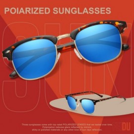 Semi-rimless Retro Polarized Mens Sunglasses for Men Half Metal Women FD3030 - Blue-leopard - CN18NOD6GSZ $11.53