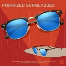 Semi-rimless Retro Polarized Mens Sunglasses for Men Half Metal Women FD3030 - Blue-leopard - CN18NOD6GSZ $22.47