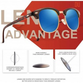 Semi-rimless Retro Polarized Mens Sunglasses for Men Half Metal Women FD3030 - Blue-leopard - CN18NOD6GSZ $11.53