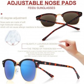 Semi-rimless Retro Polarized Mens Sunglasses for Men Half Metal Women FD3030 - Blue-leopard - CN18NOD6GSZ $11.53