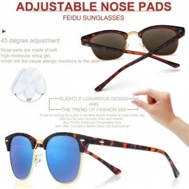 Semi-rimless Retro Polarized Mens Sunglasses for Men Half Metal Women FD3030 - Blue-leopard - CN18NOD6GSZ $22.47