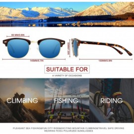 Semi-rimless Retro Polarized Mens Sunglasses for Men Half Metal Women FD3030 - Blue-leopard - CN18NOD6GSZ $11.53