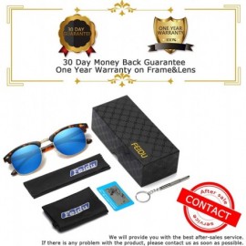 Semi-rimless Retro Polarized Mens Sunglasses for Men Half Metal Women FD3030 - Blue-leopard - CN18NOD6GSZ $11.53