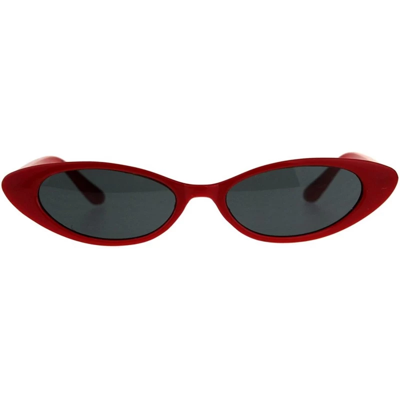 Oval Super Skinny Sunglasses Womens Oval Cateye Frame Fashion Shades UV 400 - Red - CZ18CKOK4AO $19.04