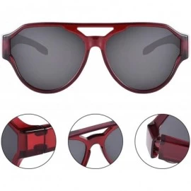 Aviator Polarized Oversized Fit over Sunglasses Wear Over Glasses with Classic Aviator Frame for Women&Men - Red - CY18U78K6K...