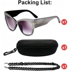 Oversized Oversized Frame Lady Travel Beach Sun Protect Sunglasses with Lanyard Chain - Silver - CU18DC9G9G6 $38.85