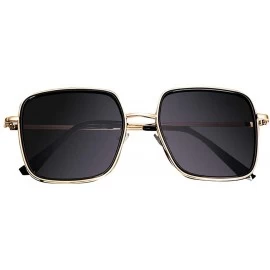 Square Vintage Sunglasses- Fashion Glasses for Women Polarized Oversized Eyewear - Black - CJ18ROTWDTZ $8.71
