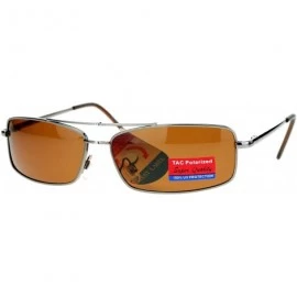 Rectangular Mens Polarized Sunglasses Thin Lite Metal Frame Spring Hinge Comfort Eyewear - Gunmetal (Brown) - CP189Y3M3CR $23.46