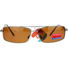 Rectangular Mens Polarized Sunglasses Thin Lite Metal Frame Spring Hinge Comfort Eyewear - Gunmetal (Brown) - CP189Y3M3CR $23.46
