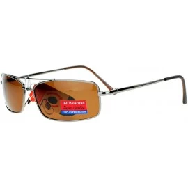 Rectangular Mens Polarized Sunglasses Thin Lite Metal Frame Spring Hinge Comfort Eyewear - Gunmetal (Brown) - CP189Y3M3CR $13.63