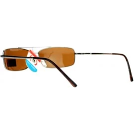 Rectangular Mens Polarized Sunglasses Thin Lite Metal Frame Spring Hinge Comfort Eyewear - Gunmetal (Brown) - CP189Y3M3CR $13.63