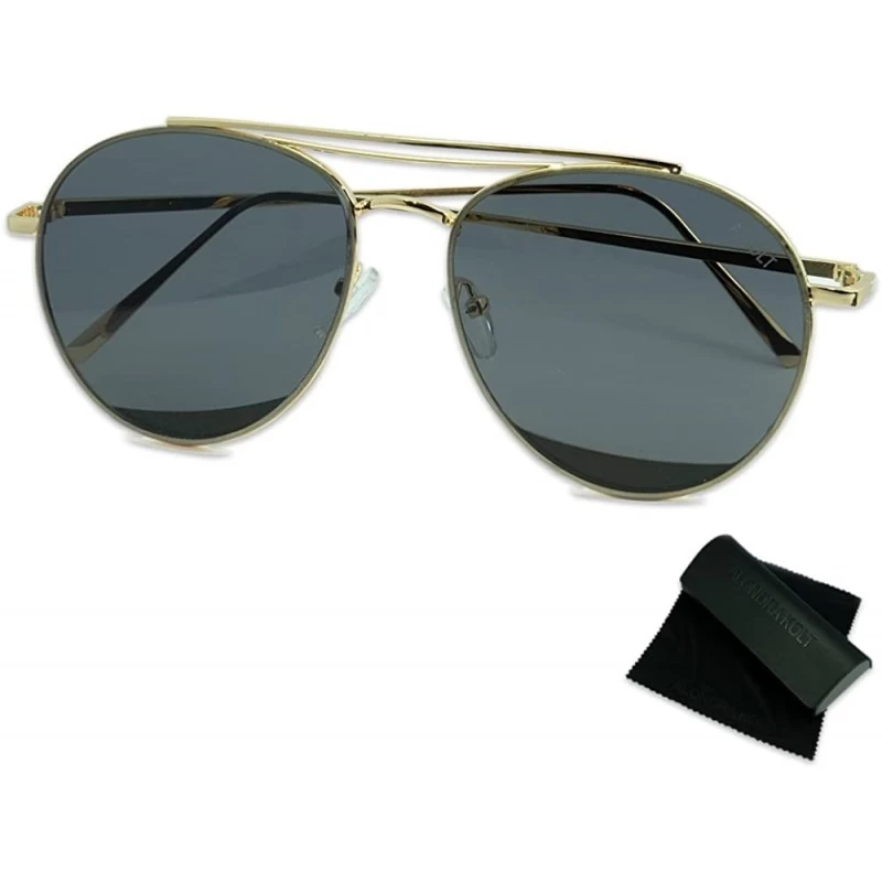 Round The Delight Aviators Metal Frame Sunglasses - Gold Frame / Black Lens - C3188C0R60C $13.82
