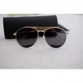 Round The Delight Aviators Metal Frame Sunglasses - Gold Frame / Black Lens - C3188C0R60C $28.00