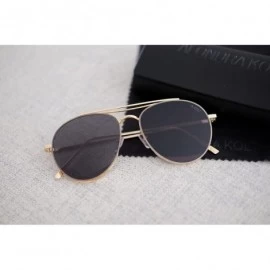Round The Delight Aviators Metal Frame Sunglasses - Gold Frame / Black Lens - C3188C0R60C $13.82