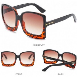 Round Oversize Leopard Print Square Sunglasses For Women Vintage Retro Sun Galsses Men Luxury Brand - C3 - CP197ZRS3EY $13.27