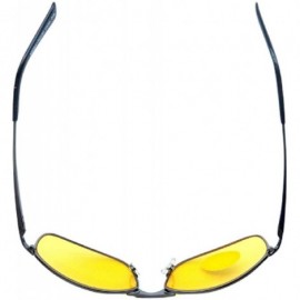 Wrap Unisex Spring Temple Metal Wrap Around HD Night Driving Glasses - Gunmetal Black - CA18040D4UA $8.58