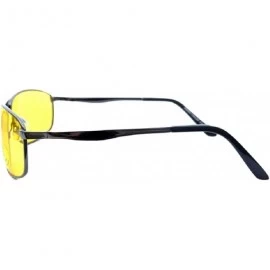 Wrap Unisex Spring Temple Metal Wrap Around HD Night Driving Glasses - Gunmetal Black - CA18040D4UA $20.11