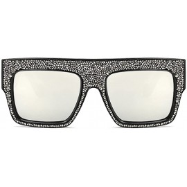 Goggle Womens Fashion Trendy Oversized Sunglasses Metal Hollow Cut Out - Silver White Silver - CD18DWC3K5Q $25.23