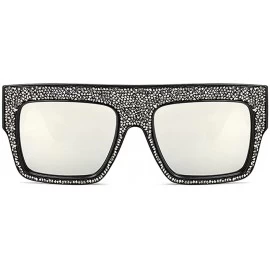 Goggle Womens Fashion Trendy Oversized Sunglasses Metal Hollow Cut Out - Silver White Silver - CD18DWC3K5Q $25.23