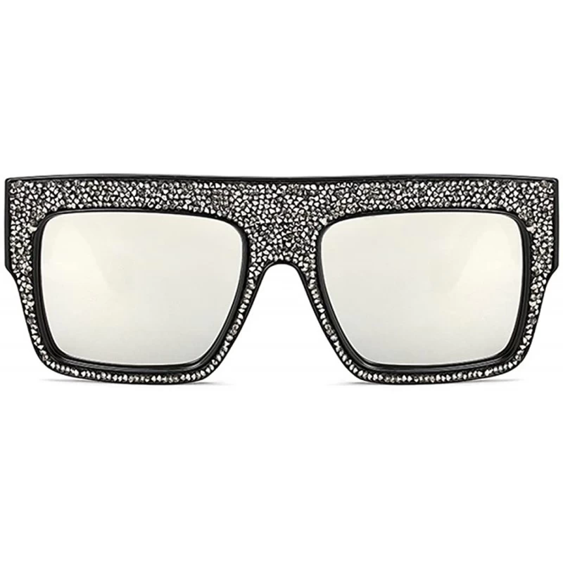 Goggle Womens Fashion Trendy Oversized Sunglasses Metal Hollow Cut Out - Silver White Silver - CD18DWC3K5Q $14.61