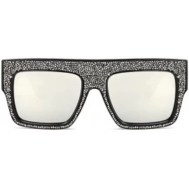 Goggle Womens Fashion Trendy Oversized Sunglasses Metal Hollow Cut Out - Silver White Silver - CD18DWC3K5Q $14.61