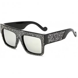 Goggle Womens Fashion Trendy Oversized Sunglasses Metal Hollow Cut Out - Silver White Silver - CD18DWC3K5Q $25.23