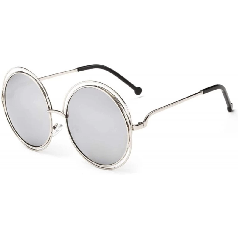 Oversized Oversized lens Mirror Sunglasses Women Brand Designer Metal Frame Lady Sun Glasses - 12-silver-silver - CM18W6HN0WM...