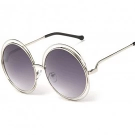 Oversized Oversized lens Mirror Sunglasses Women Brand Designer Metal Frame Lady Sun Glasses - 12-silver-silver - CM18W6HN0WM...