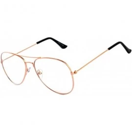Wrap Aviator Clear Lens Premium Metal Sunglasses Men's Women's Non-Prescription OWL - Aviator_gold_frame - C612O266J56 $17.10