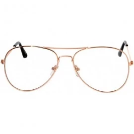 Wrap Aviator Clear Lens Premium Metal Sunglasses Men's Women's Non-Prescription OWL - Aviator_gold_frame - C612O266J56 $17.10