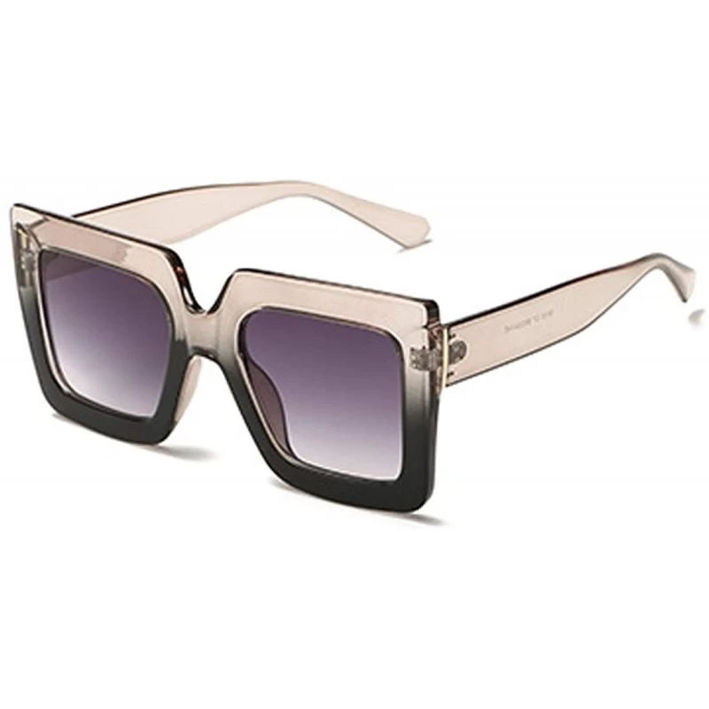 Square Men and women Sunglasses Two-tone Big box sunglasses Retro glasses - Black A1 - C018LL9QQ45 $8.64