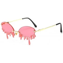 Oversized 2020 Fashion Tears Flame Sunglasses Women Rimless Wave Eyewear Luxury Trending Narrow Sun Glasses Streetwear - CN19...
