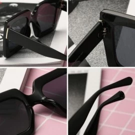 Square Men and women Sunglasses Two-tone Big box sunglasses Retro glasses - Black A1 - C018LL9QQ45 $8.64