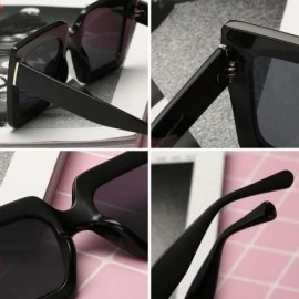 Square Men and women Sunglasses Two-tone Big box sunglasses Retro glasses - Black A1 - C018LL9QQ45 $18.81