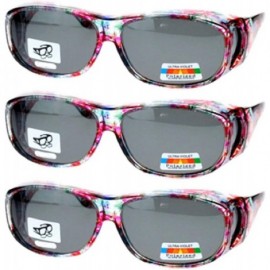 Oval 3 Pair Polarized Sunglasses Fit Over Glasses Oval Rectangular Sunglasses - Floral - C7197TGZXD9 $18.01