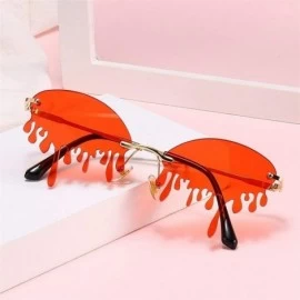 Oversized 2020 Fashion Tears Flame Sunglasses Women Rimless Wave Eyewear Luxury Trending Narrow Sun Glasses Streetwear - CN19...