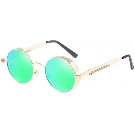 Goggle Unisex Sunglasses Polarized Round Metal Shades Steampunk UV400 Eyewear - Golden Frame/Green Lens - CA18OWDE026 $14.49