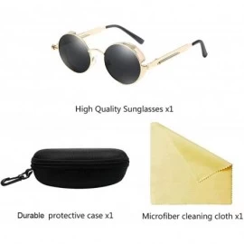 Goggle Unisex Sunglasses Polarized Round Metal Shades Steampunk UV400 Eyewear - Golden Frame/Green Lens - CA18OWDE026 $32.39