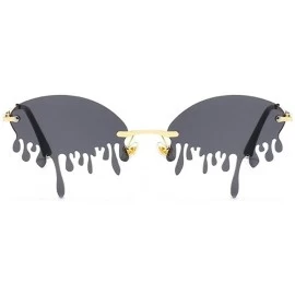 Oversized 2020 Fashion Tears Flame Sunglasses Women Rimless Wave Eyewear Luxury Trending Narrow Sun Glasses Streetwear - CN19...
